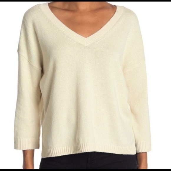 Madewell light grey double-sided V-keck cropped sweater loose-fit - Picture 5 of 5